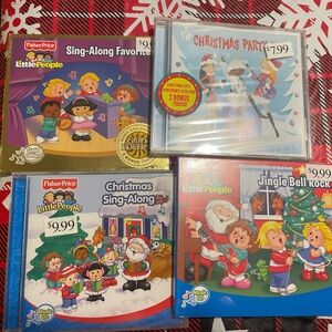 3 Fisher-Price Little People Sing-Along Favorites Set and Christmas Party Mix.